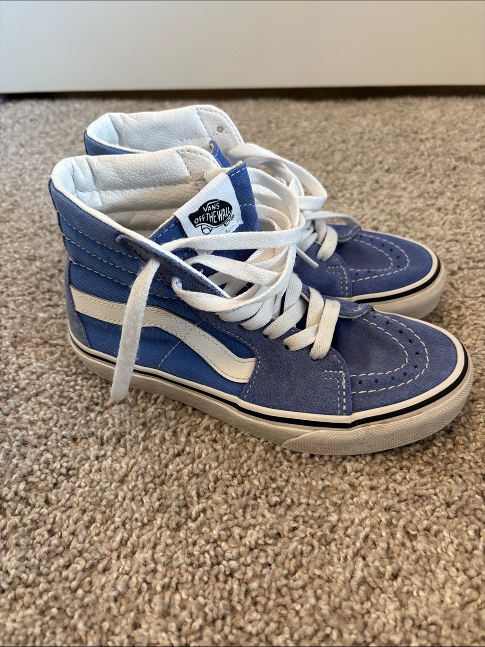 Vans Kids Blue and White Sk8-Hi Sneakers